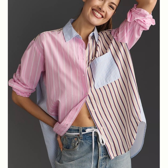 Essentiel Antwerp Tops - Essentiel Antwerp Famille Striped Buttondown Shirt Size XS Sold at Anthropologie